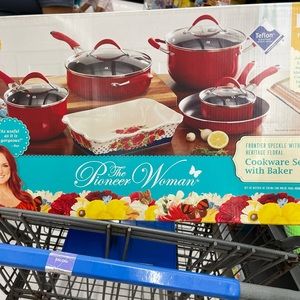 Cookware set color red pioneer woman